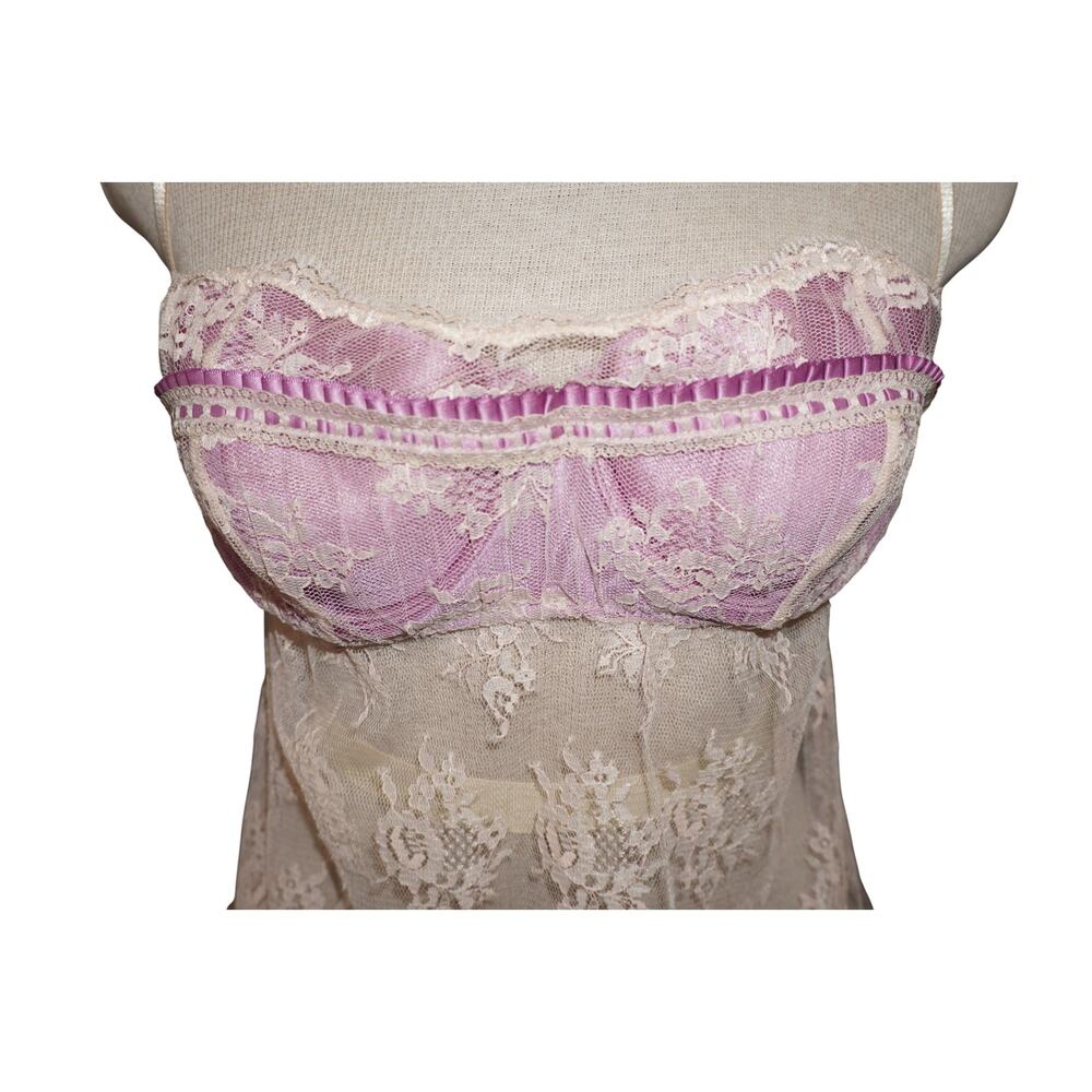 Delicates Lace Babydoll Chemise White Purple Coquette Fairycore Lingerie L - Picture 8 of 15